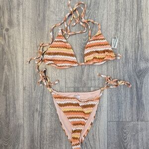 Dippin' Daisy's Orange and White Zigzag Bikini